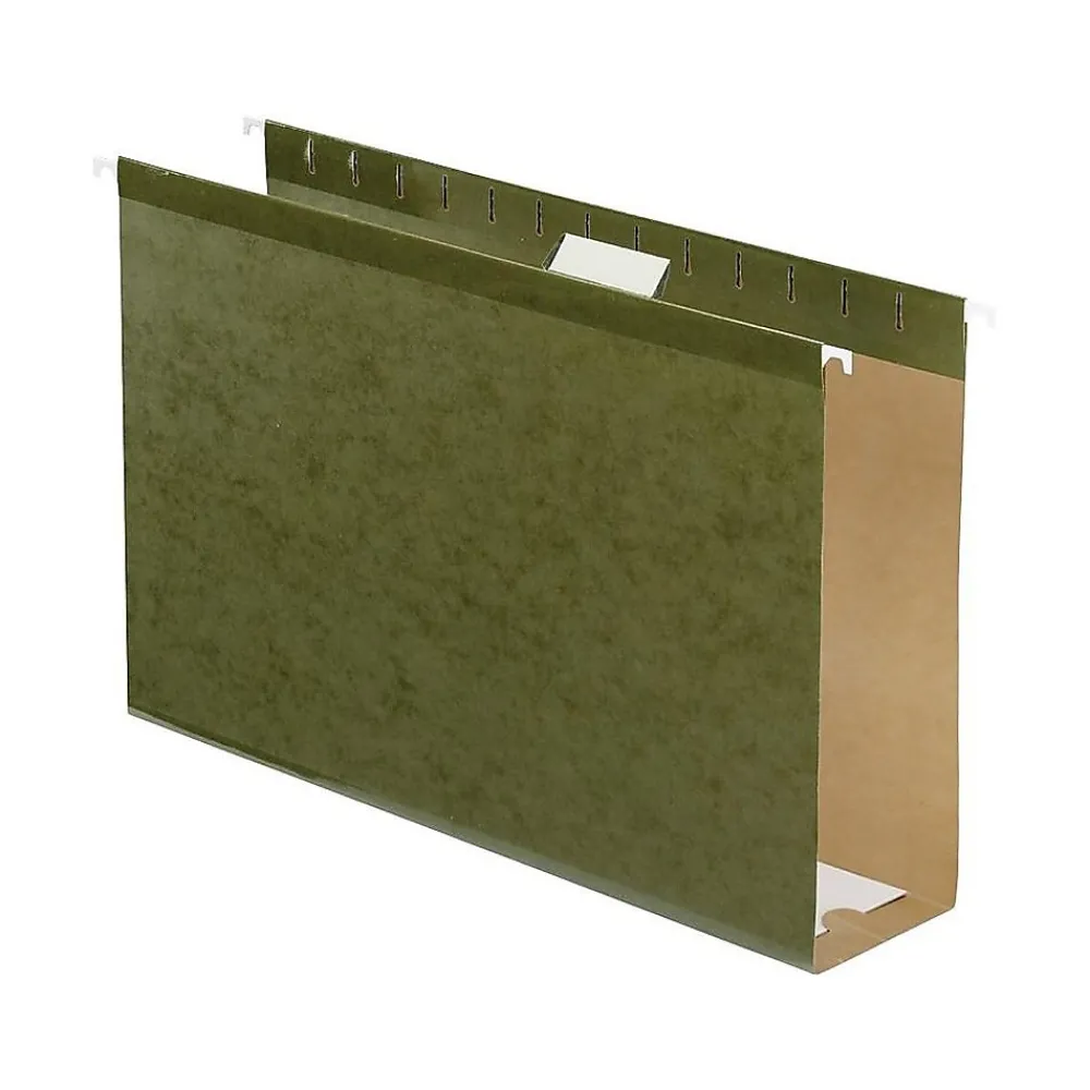 Hanging File Folders|Pendaflex Reinforced Hanging File Folders, Extra Capacity, 5-Tab, Legal Size, Standard Green, 25/Box (PFX 04153x3)