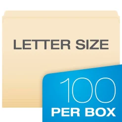 File Folders|Pendaflex Reinforced Top File Folders, Letter Size, Manila, 100/Box (R752)