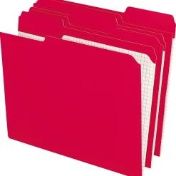File Folders|Pendaflex Reinforced Top Tab File Folders, 1/3 Cut, Letter, Red, 100/Box