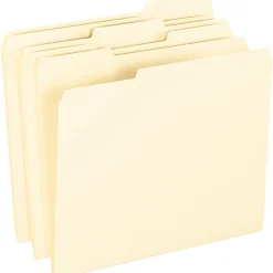 File Folders|Pendaflex Smart Shield Recycled File Folder, 1/3-Cut Tab, Letter Size, Manila, 100/Box (62702)