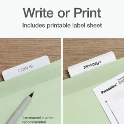 Hanging File Folders|Pendaflex Standard Reinforced Hanging File Folder, 3-Tab, Letter, Sage green, 20/Box (1009463)