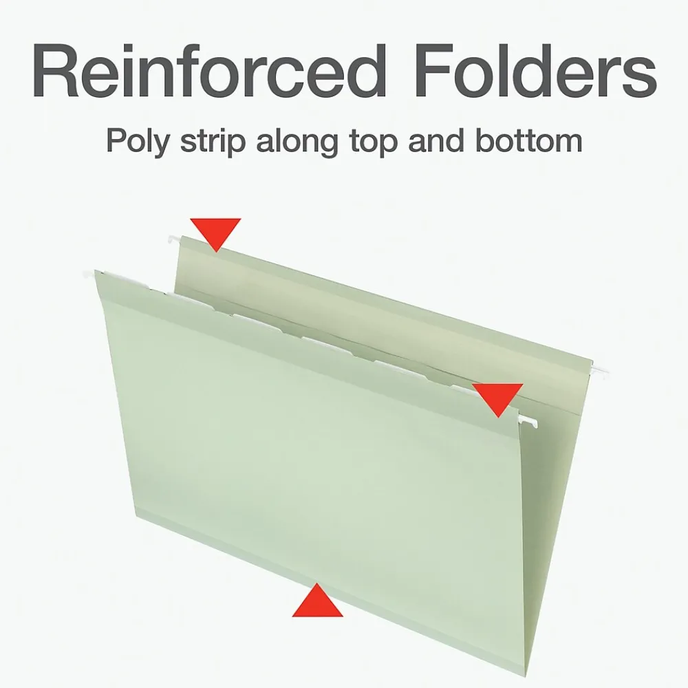 Hanging File Folders|Pendaflex Standard Reinforced Hanging File Folder, 6-Tab, Legal, Sage Green, 20/Box (1009464)