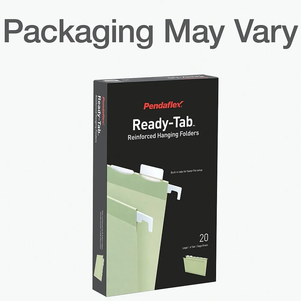 Hanging File Folders|Pendaflex Standard Reinforced Hanging File Folder, 6-Tab, Legal, Sage Green, 20/Box (1009464)