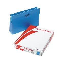 Hanging File Folders|Pendaflex SureHook Reinforced Hanging File Folders with Box Bottom, 1/5-Cut Tab, Legal Size, Blue, 25/Box (PFX 59303)