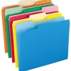 File Folders|Pendaflex Two-Tone File Folders, 1/3 Cut Top Tab, Letter, Assorted Colors, 100/Box (152 1/3 ASST)