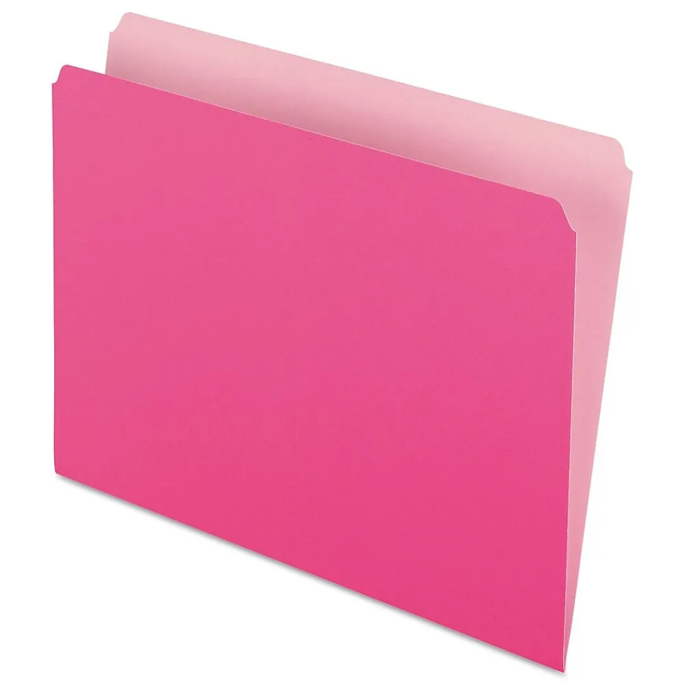 File Folders|Pendaflex Two-Tone File Folder, Straight Cut, Letter Size, Pink, 100/Box (PFX 152 PIN)
