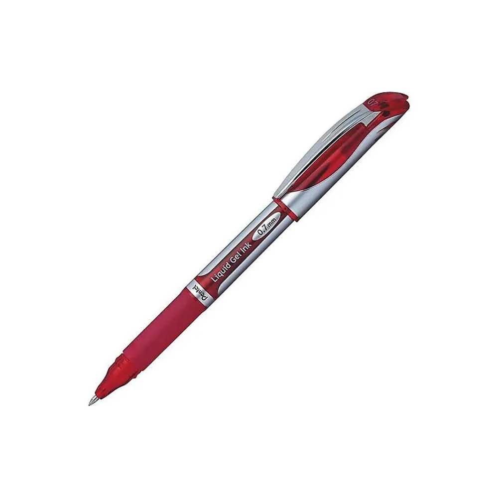 Pens|Pentel EnerGel Deluxe Gel Pens, Medium Point, Ink, Dozen (BL57-B) Red