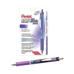 Pens|Pentel EnerGel Deluxe RTX Retractable Gel Pens, Medium Point Needle Tip, Ink, 12/Pack (BLN77-V) Purple
