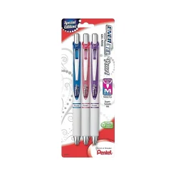 Pens|Pentel EnerGel Pearl Deluxe Retractable Gel Pens, Medium Point, Assorted Colors Ink, 3 Pack (BL77WBPS3M1)