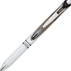 Pens|Pentel EnerGel Pearl Retractable Gel-Ink Pens, Medium Point, Black Accent Barrel, Black, 3/Pack
