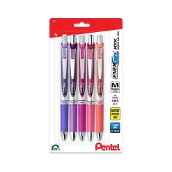 Pens|Pentel EnerGel RTX Retractable Gel Pens, Medium Point, 0.7mm, Assorted Inks, 5/Pack (BL77PASBP5M)
