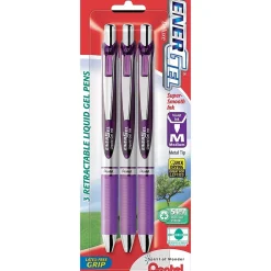 Pens|Pentel EnerGel RTX Retractable Gel Pens, Medium Point, 0.7mm, Ink, 3/Pack (BL77BP3V) Purple