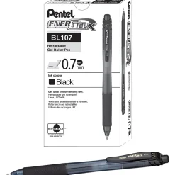 Pens|Pentel EnerGel-X Retractable Roller Gel Pens, Medium Point, Black Ink, 24/Pack (BL107ASW2)