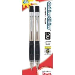 Pencils|Pentel Quicker-Clicker Mechanical Pencil, 0.5mm, #2 Medium Lead, 2/Pack (PD345BP2-K6)