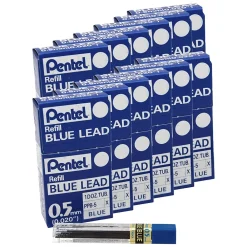 Pencils|Pentel ® Refill Lead, Blue, Fine, 0.5mm, 12 Pieces Per Pack, 12 Packs (PENPPB5-12)