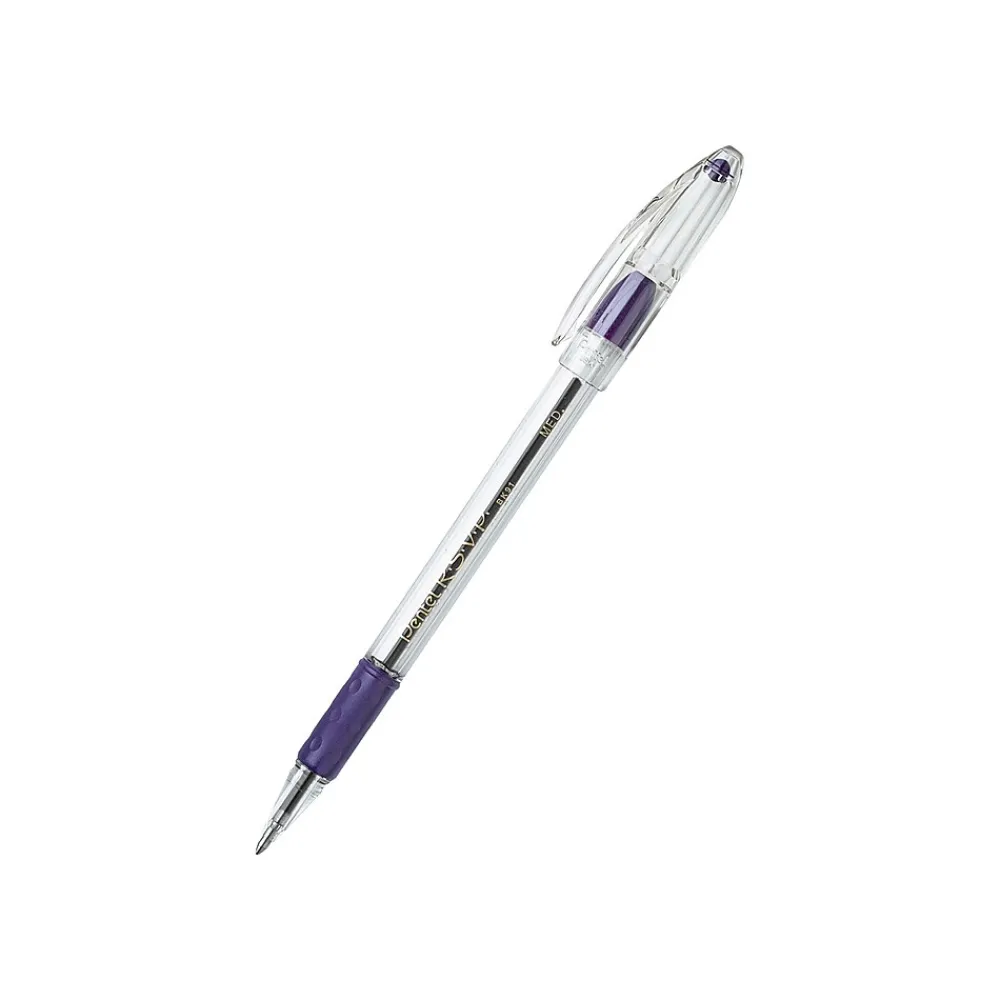 Pens|Pentel R.S.V.P. Ballpoint Pens, Medium Point, Purple Ink, 12/Pack (BK91-V)
