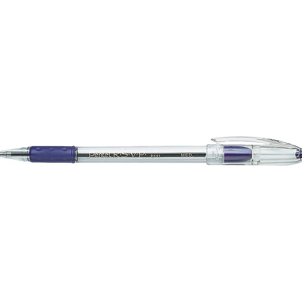Pens|Pentel R.S.V.P. Ballpoint Pens, Medium Point, Purple Ink, 12/Pack (BK91-V)