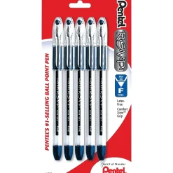 Pens|Pentel R.S.V.P. Fine Line Ballpoint Pen, Fine Point, 0.7 mm, Blue Ink, 5/Pk