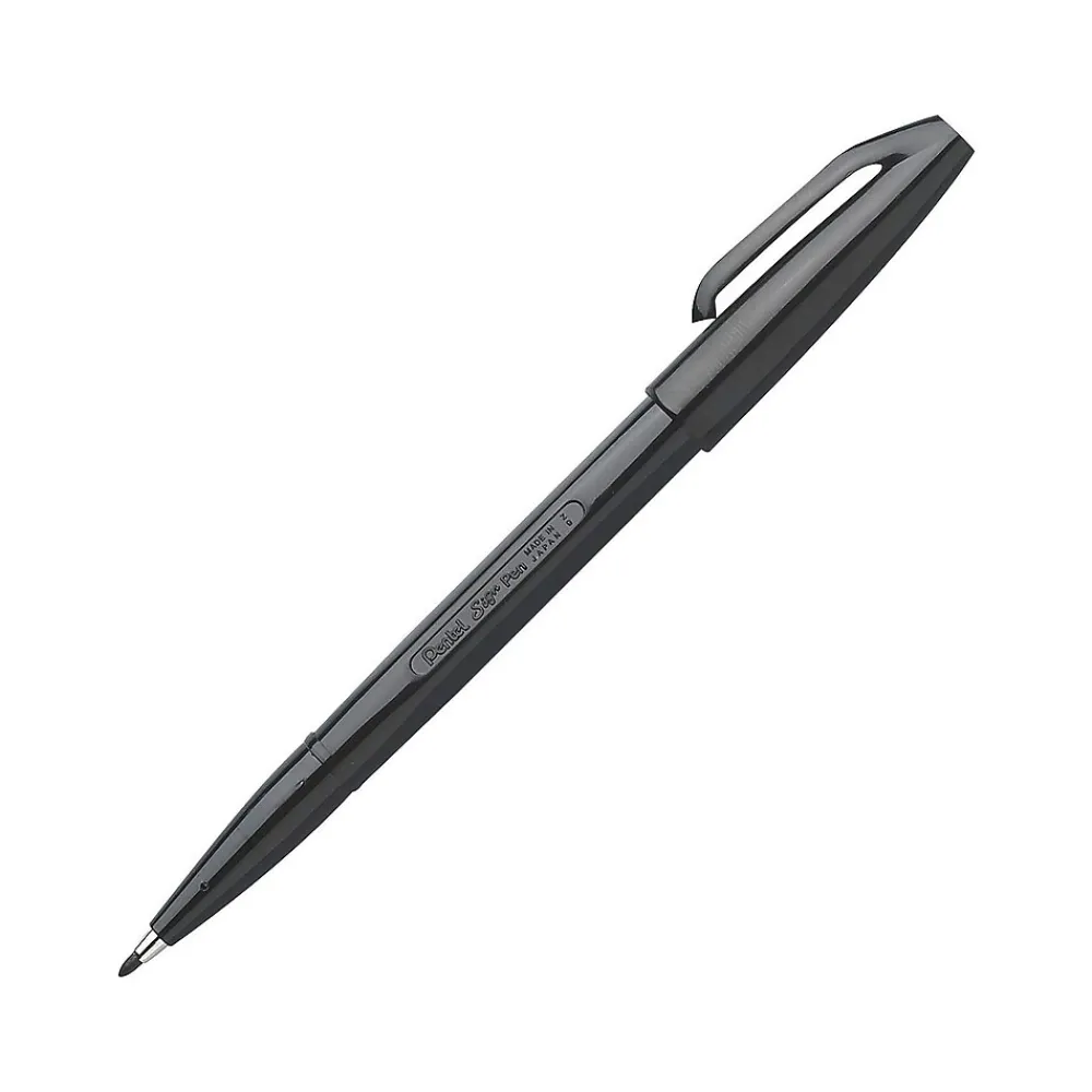 Pens|Pentel Sign Felt Pens, Fine Point, Black Ink, Dozen (S520-A)