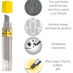 Pencils|Pentel Super Hi-Polymer Lead Refill, 0.9mm, 15/Leads (50-9HB)