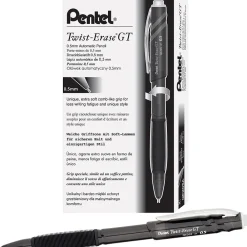 Pencils|Pentel Twist Erase GT Mechanical No. 2 Pencil, Fine Point, Black Barrel, Dozen (QE205A)
