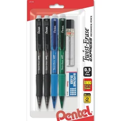 Pencils|Pentel Twist-Erase EXPRESS Mechanical Pencil, 0.5mm, #2 Medium Lead, 4/Pack (QE415LZBP4)