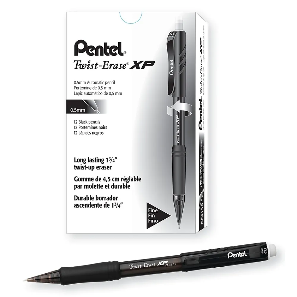 Pencils|Pentel Twist-Erase EXPRESS Mechanical Pencil, 0.5mm, #2 Medium Lead, Dozen (QE415A)