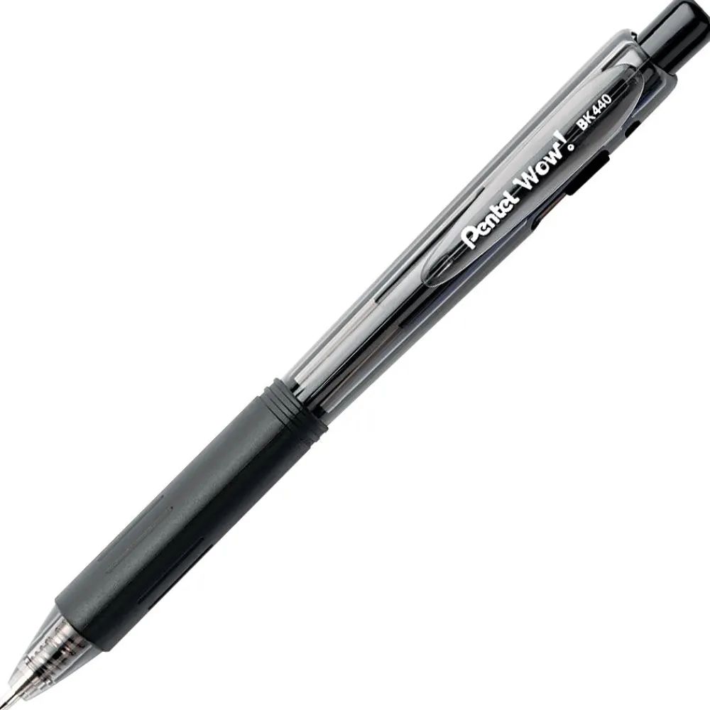 Pens|Pentel ® WOW® Retractable Ballpoint Pens Bonus Pack, Medium Point, Black Ink, 36/Pack (BK440ASWUSS)