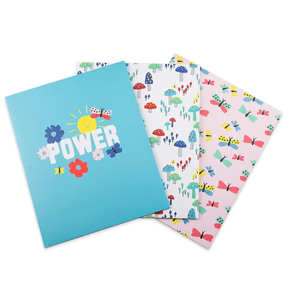 Pocket Folders|Pep Rally 3-Hole Punched 2 Pocket Presentation Folder, Assorted (60612)