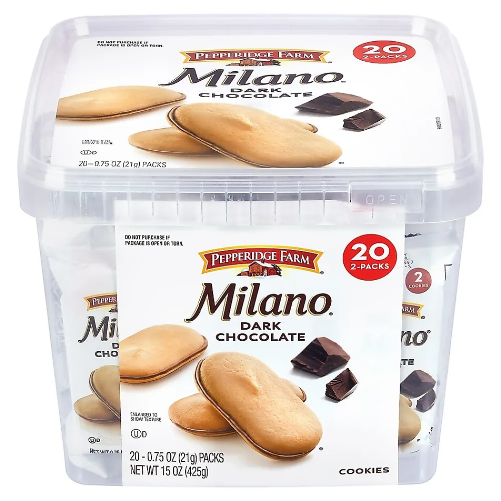 Milano Pepperidge Farm Double Dark Chocolate Cookies, 0.75 oz, 20/Pack (220-02248)
