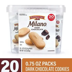 Milano Pepperidge Farm Double Dark Chocolate Cookies, 0.75 oz, 20/Pack (220-02248)