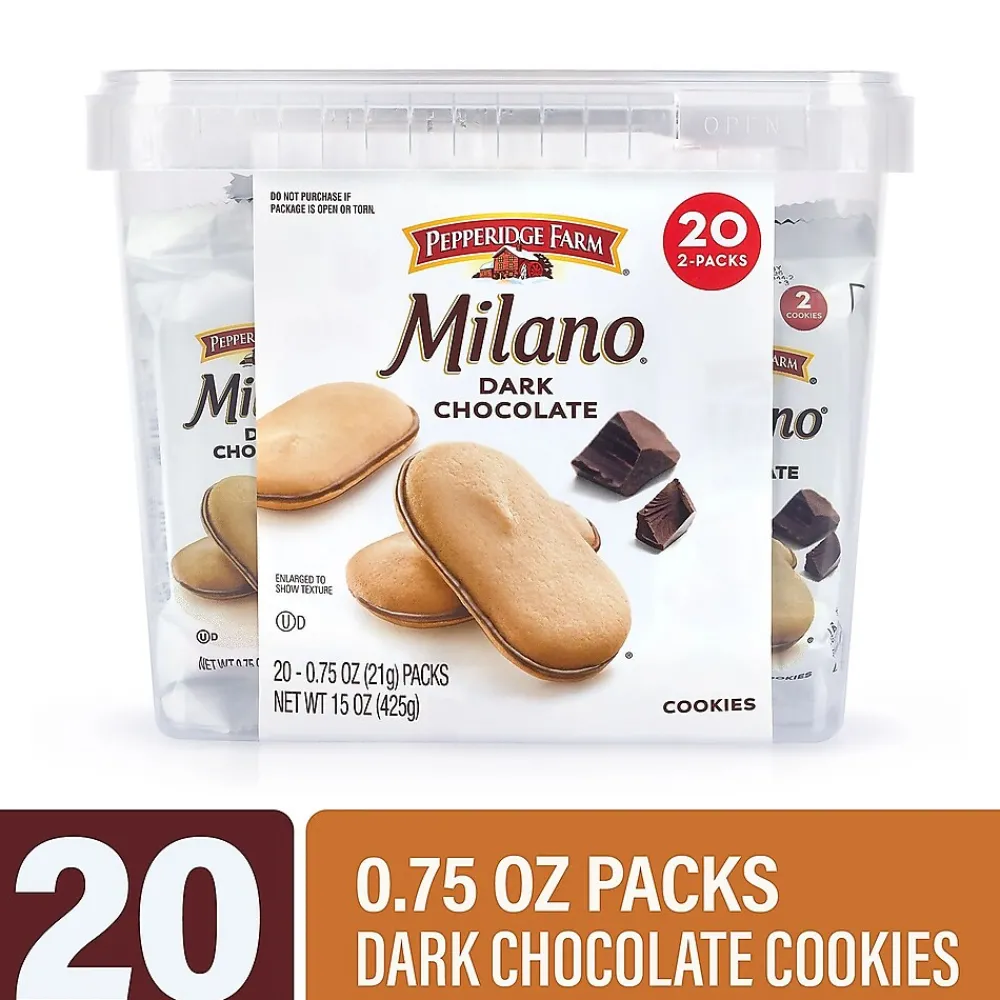 Milano Pepperidge Farm Double Dark Chocolate Cookies, 0.75 oz, 20/Pack (220-02248)