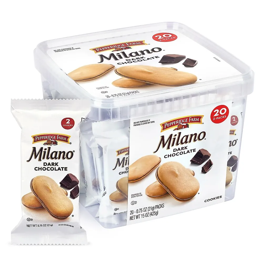 Milano Pepperidge Farm Double Dark Chocolate Cookies, 0.75 oz, 20/Pack (220-02248)