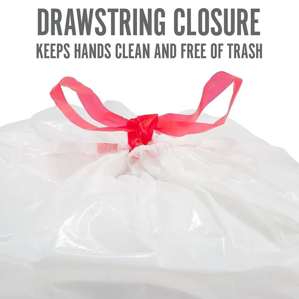™ 13 Gallon Kitchen Trash Bag, 28" x 24", Low Density, 0.9 mil, White, 50 Bags/Box (PK56745)<Perk Best