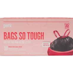 ™ 33 Gallon Kitchen Trash Bag, Low Density, 1.1 mil, Black, 30 Bags/Box (PK56747)<Perk Hot