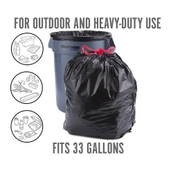 ™ 33 Gallon Kitchen Trash Bag, Low Density, 1.1 mil, Black, 30 Bags/Box (PK56747)<Perk Hot