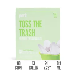 ™ 13 Gallon Kitchen Trash Bag, 28" x 24", Low Density, 0.9 mil, White, 80 Bags/Box (PK56749)<Perk Hot
