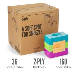 ™ Ultra Soft Tissue, 2-Ply, 160 Sheets/Box, 3 Boxes/Pack, 12/Packs/Carton (PK57778)<Perk Online