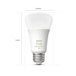 Philips Hue 60W Equivalent A19 LED Smart Light Bulb, Warm White, 2/Pack (548560)