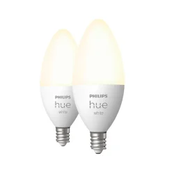 Philips Hue 40W Equivalent Candle LED Smart Light Bulb, Soft White, 2/Pack (548289)