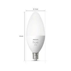 Philips Hue 40W Equivalent Candle LED Smart Light Bulb, Soft White, 2/Pack (548289)