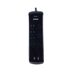 Philips 7-Outlet 2-USB Port Surge Protector, Black (SPP6270BC/37)