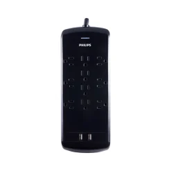Philips 10-Outlet 4-USB Port Surge Protector, 6', Gray/Black (SPP6710BC/37)