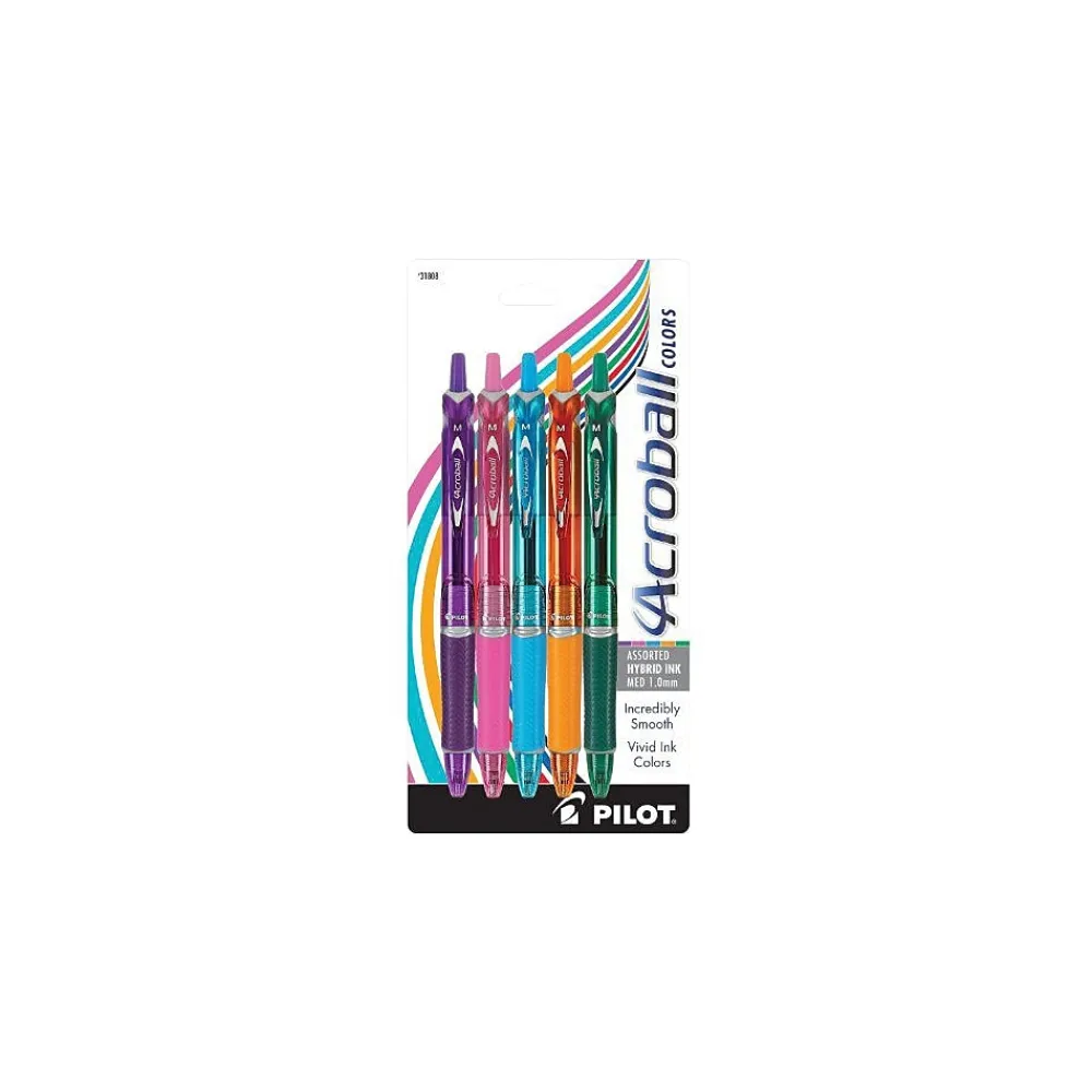 Pens|Pilot Acroball Colors Ballpoint Pens, Medium Point, Assorted Inks, 5/Pack (31808)