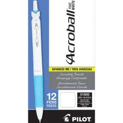 Pens|Pilot Acroball PureWhite Advanced Ink Retractable Ballpoint Pens, 0.7 mm, Fine Point, Ink, Dozen (31850) Black