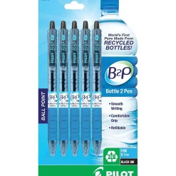 Pens|Pilot B2P Bottle 2 Pen Retractable Ballpoint Pens, Fine Point, Black Ink, 5/Pack (32612)