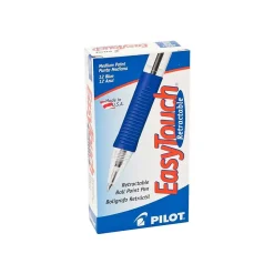 Pens|Pilot EasyTouch Retractable Ballpoint Pens, Medium Point, Ink, Dozen (32221) Blue