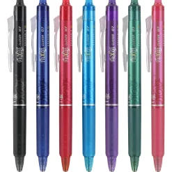 Pens|Pilot FriXion Ball Clicker Erasable Gel Pens, Fine Point, 0.7mm, Assorted Ink, 7/Pack (31472)