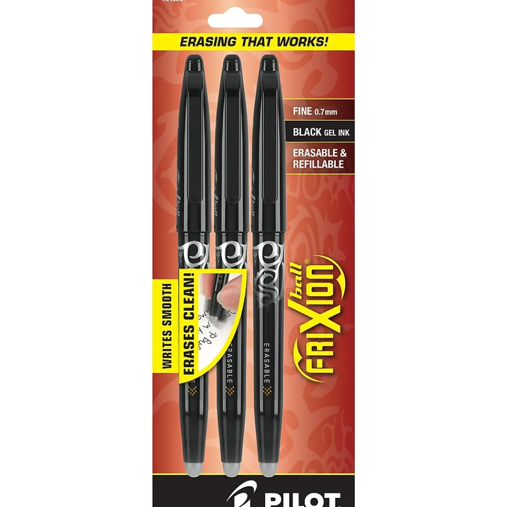 Pens|Pilot FriXion Ball Erasable Gel Pens, Fine Point, Ink, 3/Pack (31556) Black