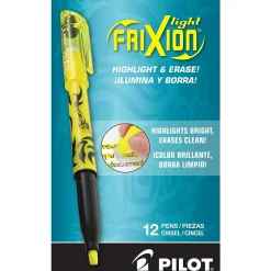 Highlighters|Pilot FriXion Light Erasable Highlighters, Chisel Tip, Yellow Ink, Dozen (46502)